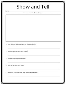 Preview of Show and Tell Worksheet