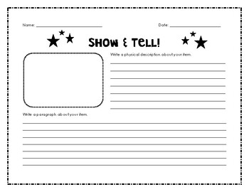 Free Kindergarten Writing Paper Template (Show and Tell) by Mrs Aoto