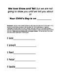show and tell note to parents