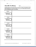 Show me the money worksheets + money manipulatives and desk aid