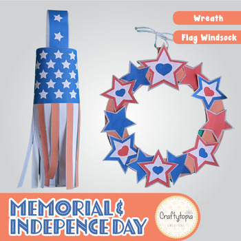 Preview of Show off Your American Patriotic Spirit | Wreath and Wind-Sock Craft Activity