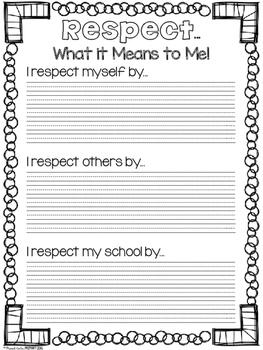 worksheets respect school elementary for Proud Character by Activity to Education be Respect Pack