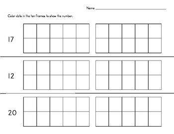 Showing Teen Numbers in Ten Frames by The Fireflies | TpT