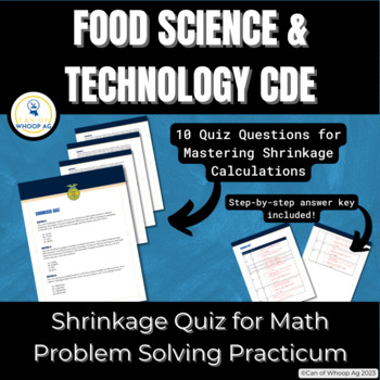 Preview of Shrinkage Math Quiz Problem Solving: FFA Food Science & Technology CDE