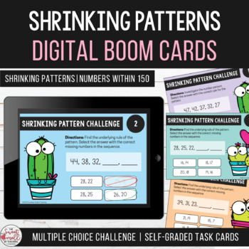 Preview of Shrinking Number Pattern Challenge Digital Boom Cards Distance Learning