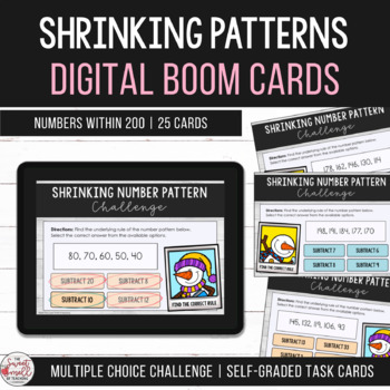 Preview of Shrinking Number Patterns Identifying Pattern Rules Digital Boom Cards