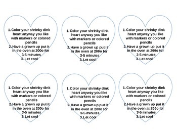 Shrinky Dink Valentine Pins, PDF Template
