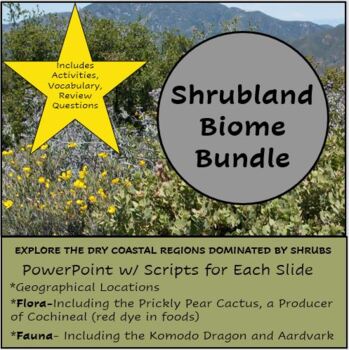 Preview of Shrubland/Scrubland/Chaparral Biome Bundle (Presentation, Activities & Review)