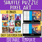 Shuffle Puzzle 10-In-1 Pixel Art Editable Digital Activiti