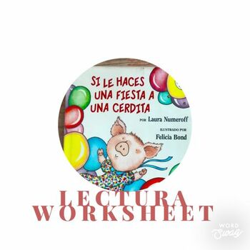 Preview of Si le haces una fiesta a una cerdita Reader's Workshop Worksheet in Spanish,Eng.