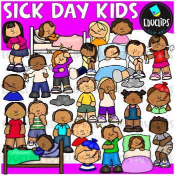 Preview of Sick Day Kids Clip Art Set {Educlips Clipart}