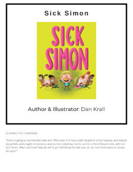 Preview of Sick Simon by Dan Krall - Picture Book Lesson & Activity