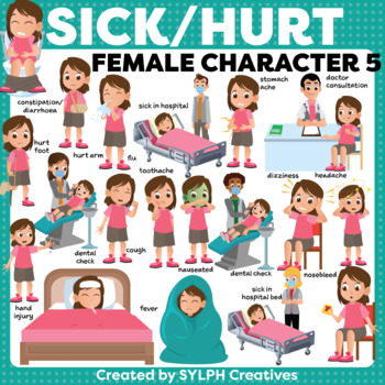 sick girl in hospital clipart