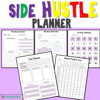Preview of Side Hustle Success: Your Ultimate Planner Resource for Thriving!