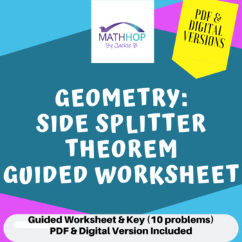 Preview of Side-Splitter Theorem Guided Worksheet & Key