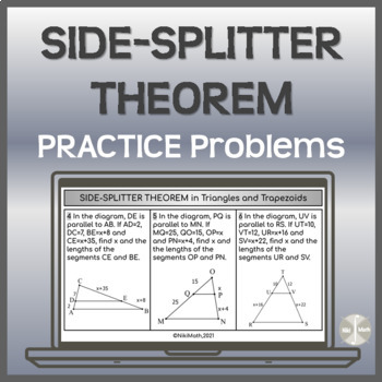 Preview of Side-Splitter Theorem in Triangles and Trapezoids - 12 Practice Problems