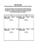 Side by side solving systems by substitution and elimination