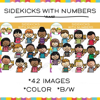 Preview of Sidekicks Math Kids with Numbers Clip Art