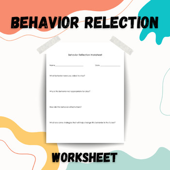 Preview of Sideline Assignment - Behavior Reflection Worksheet