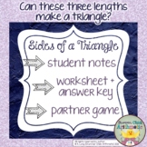 Sides of a Triangle Notes Worksheet and Activity