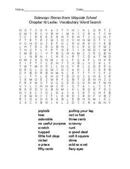 Sideways Stories From Wayside School Chapter 18 Leslie Word Search