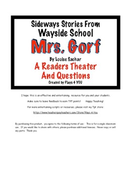 Preview of Sideways Stories -  Mrs. Gorf -  A Reader's Theater and Questions