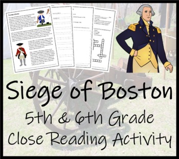 Preview of Siege of Boston Close Reading Comprehension Activity 5th Grade & 6th Grade