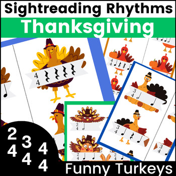 Preview of Sight Reading & Ear Training Rhythms THANKSGIVING - Game Activity & Cards Elem.