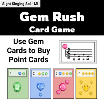 Preview of Sight Singing Gem Rush Card Game - Choir and General Music Center Game - Solfege