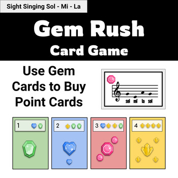 Preview of Sight Singing Gem Rush Card Game - Choir and General Music Center Game - Solfege