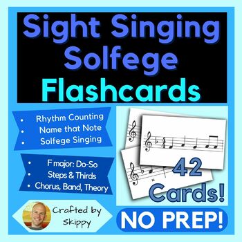 Preview of Sight Singing Solfege Music Flash Cards: Leaps, 3rds, Quarter 8th Rhythms, FMaj