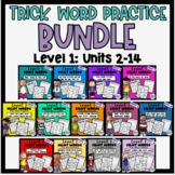 Sight/Trick Word Practice Year Long Bundle (Level 1, Units 2-14)