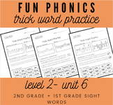 Sight/Trick Word Practice Worksheets- FUN PHONICS Level 2,