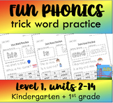 Sight/Trick Word Worksheets- Fun Phonics Aligned Level 1, 