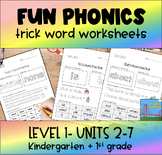 Sight/Trick Word Worksheets- FUN PHONICS Level 1, Units 2-