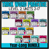 Sight/Trick Word Practice Year Long Bundle (Level 2, Units 2-17)
