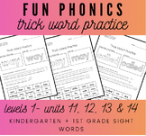 Sight/Trick Word Worksheets- FUN PHONICS Aligned Level 1, 