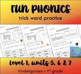 Sight/Trick Word Worksheets- FUN PHONICS Aligned Level 1, 