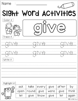 Sight Word Activities (First-Grade) by The Kiddie Class | TpT