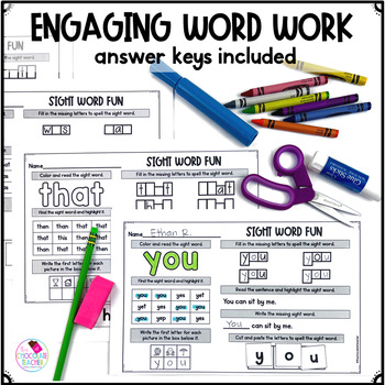 Fry Words Worksheets | Fry's First 100 Words | NO PREP | Distance Learning