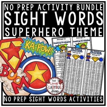 Sight Words Activities 1st Grade- Superhero Theme Sight Words Worksheets