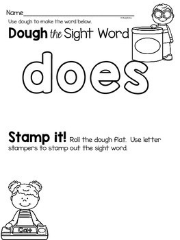 Free sight word activities for does by 180 Days of Reading | TpT