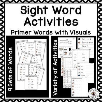 Preview of Sight Word Activities with Visuals Primer Level