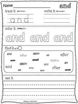 Sight Word Activity Packet - OVER 120 WORDS!! by Mrs Carr's Corner