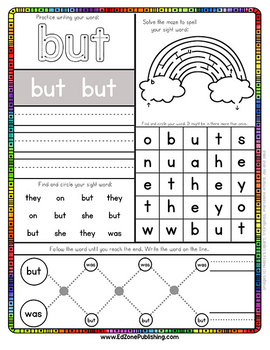 sight word activity pages worksheets by kindergarten mom tpt