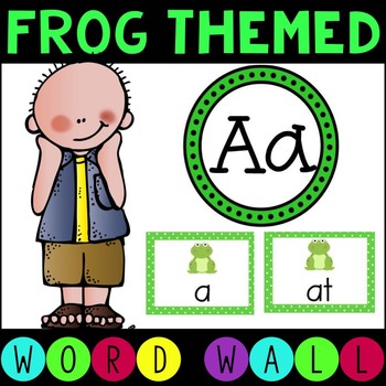 Preview of Sight Word -Alphabet- Word Wall Literacy Center Frog Themed (Ready to Edit)
