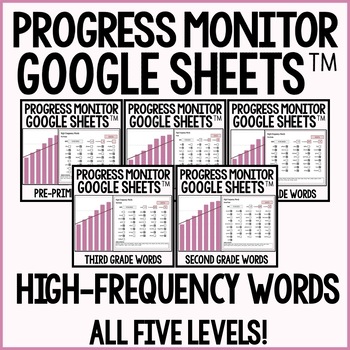 Preview of Sight Word Assessment - Progress Monitoring in Google Sheets™ ALL FIVE LEVELS