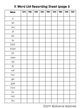 Student Tracking Chart