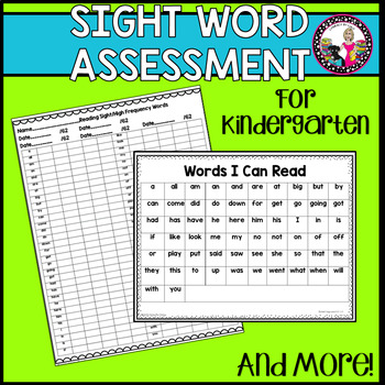 Preview of Sight Word Assessment for Kindergarten