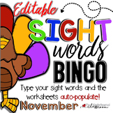 Sight Word BINGO - November - Editable!!!
